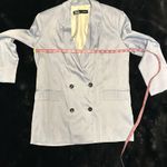 ZARA Light Blue Long Sleeve Satin Double Breasted Oversized Blazer Jacket Photo 3