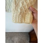 Carraig Donn Patchwork Merino Wool Wide Collar Irish Cardigan Cream Women's Size XL Photo 3