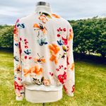 INC International Concepts White with Velvet Flowers Bomber Jacket Size L Photo 9