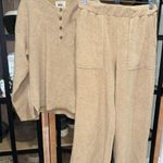 Madewell  MWL Set Cozybrushed Henley top long sleeve sweatpants vincent beige Photo 0