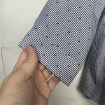 Lands' End Lands’ End Women’s Size 4 Petite Blue Striped Button Front Shirt 3/4 Sleeve Photo 2