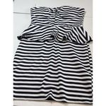 Pitaya Women Strapless Peplum Dress Retro Black & White Stripe size M Photo 6