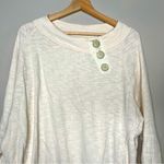 We The Free  People Cream Beige Pullover Sweatshirt with Buttons Size Large Photo 3