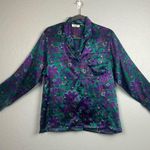 Victoria's Secret  vintage gold label jewel tone paisley print satin pajama small Photo 1