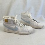 Nike  Court Royale 2 Mid White Light Blue Leather High Top Sneakers Womens‎ 8 Photo 4