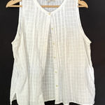 Loft petites semi sheer white button down sleeveless embroidered top women's LP Photo 0