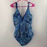 Ralph Lauren Lauren Swimsuit Size 16 One Piece Blue Paisley Underwire Swim NEW Photo 1
