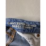 American Eagle  Curvy Super High Rise Baggy Straight Jeans Womens 10 Long Denim Photo 3