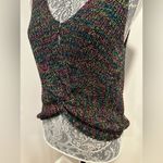 Jolie & Joy Twist Front Neon Speckle VNeck Sleeveless Knit Top Keyhole Black Size L Photo 5