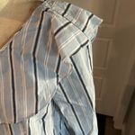 Stylish Blue Striped Ruffle Off Photo 2