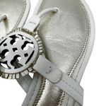 Tory Burch Metallic Gold Cream Fringe Miller Logo Sandals Flip Flops Size 8 Photo 4