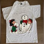 Tultex Vintage Peanuts Charlie Brown Holiday Building Snowman T-Shirt Size Large Photo 0
