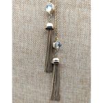 Banana Republic Gold Tone Tassel Necklace With Crystal Accents & Double Chains Photo 6
