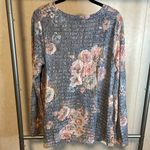 cupio  Blue Pink Floral Soft Knit Vee Neck Sweater‎ Size Large Photo 2
