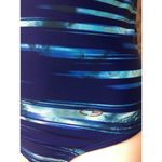 Champion  Blue & White Paint Splatter Pattern Mesh Racerback Swimsuit Photo 1