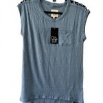 Chaser Anthropologie  Vintage Wash Linen Cap Sleeve Top - Blue XS Photo 0