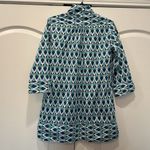 NWT Tizzie Blue White Black Teal floral pattern 3/4 Sleeve Top Tunic Dress SMALL Photo 2