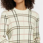 Barbour Rosefiled Knit Wool Blend Sweater In Whisper White Plaid Size US 14 Photo 0