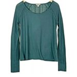 Lucky Brand  Sea Moss Lace Mixed Thermal Top $68 EUC M Photo 2