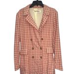Free People Olivia Gingham Blazer In Pink Size Small Tie Back Relaxed Fit Photo 3