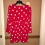 Oscar de la Renta  Faux Wrap Polka Dot V Neck‎ Tunic Red White Medium Photo 1