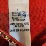 Bob Mackie  Wearable Art Women’s L Sweater Red Sequins Beaded Cut Out Neckline Photo 3