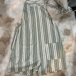 Green Coast Striped Romper Button Front Tie Strap Casual Summer‎ Jumpsuit Photo 6