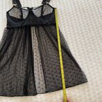 Venus Black Polka Dot Mesh Lace Lingerie Babydoll Slip Sheer Nightie Sz S Small Photo 4