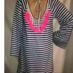 Philosophy Striped Blue and White Cotton Dress Small Photo 4