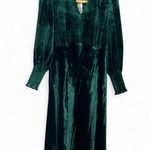 Talbots NEW  10 P Effortless Velvet Smocked Midi Dress Petite  Long Sleeve Green Photo 2