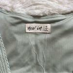 Cato New-In Sage Green Pleated Mini Dress | Linen Blend | V-Neck | Fully Lined Size M Photo 4