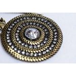Chico's  Boho Round Bronze Rhinestone Pendant Statement 22 inch Necklace Photo 3