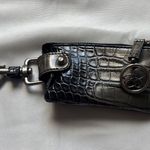 None Croc-Embossed Black & Silver Keychain Coin Purse – Excellent Used Condition Photo 0