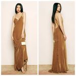 Reformation ππ Rimini Velvet Dress ~ Gold XL NWT Photo 8