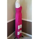 YA Los Angeles Fuchsia Pink Boho ModCloth Maxi Dress with Crochet Panels Barbie Photo 1