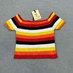 NWT 8 Birdies Australia Striped Knit Top Womens S Colorful Short Sleeve Crop Top Photo 1