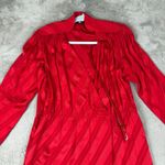 vintage 80 HR Paris Milan New York Silk Dress Red Striped Vintage Belted Size 10 Photo 10