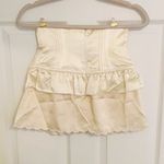 Japanese Cream Ivory Satin Soft Corset Scalloped Layered Mini Skirt White Size XS Photo 10