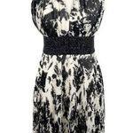Carmen Marc Valvo  Pleated Cocktail Party Halter Dress Black White Beaded Size 4 Photo 0