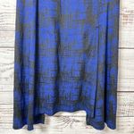 DKNY  Black & Blue Faux Leather Trim Fit & Flare Asymmetrical Dress, EUC, Large Photo 1