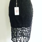 Embroidery Slit Pencil Black Skirt Photo 3