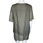 Tempo Paris  Shirt Womens Small Green Linen‎ Tunic Top Neutral Basic Lagenlook Photo 3