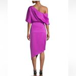 Elliatt  Carson Satin One Shoulder Asymmetric‎ Midi Dress Purple Orchid New Photo 1