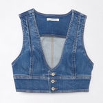 American Eagle AE Cropped Denim Bra Tank Top  Photo 0