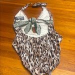 Vince Camuto Leopard Print One-Piece Swimsuit with Green Tribal Accent Photo 1