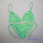 NEW It’s Now Cool‎ x Free People checkered wave lime green blue bikini set Photo 2