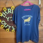 Life is Good  Golden Retriever Navy Blue Crusher T Shirt Womens XXL 2X Cotton Photo 1