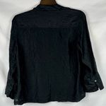 Coldwater Creek  Black Linen 3/4 Sleeve Button Up Blouse Large Photo 2