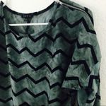 Sami & Jo  Gray Velvet Chevron Zipper Detail Blouse Photo 5