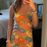 ZARA Ruched Floral Halter Mini Dress Photo 0